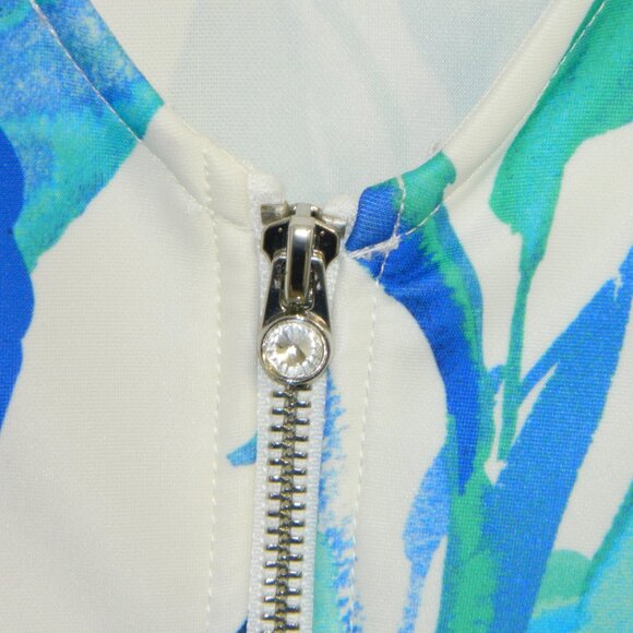 Joseph Ribkoff Holiday Party Designer Sheath Dress White and Blue Tropical - Picture 12 of 16